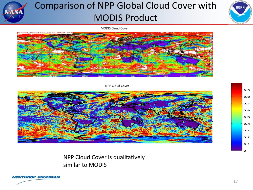 comparison of npp global cloud cover with modis