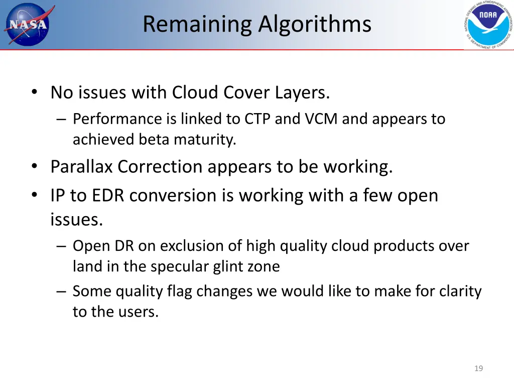 remaining algorithms