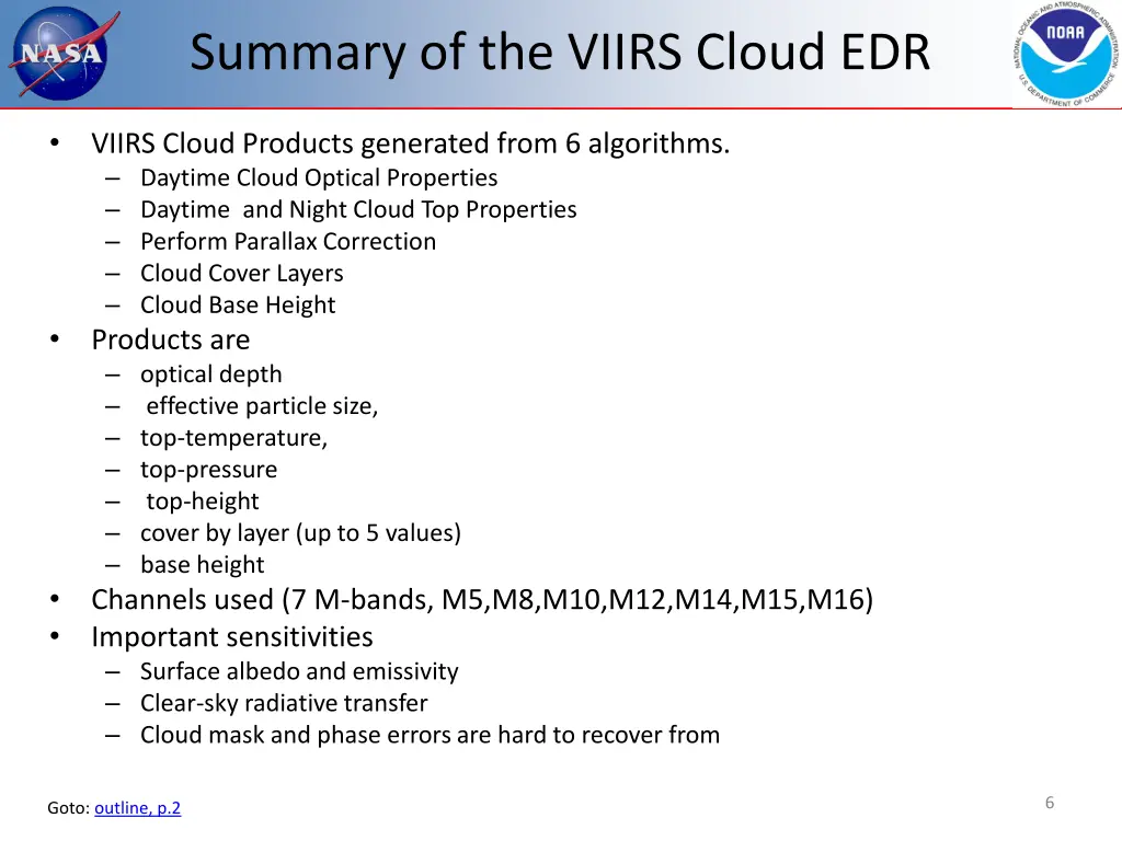 summary of the viirs cloud edr