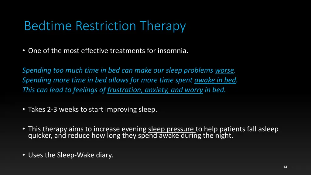 bedtime restriction therapy