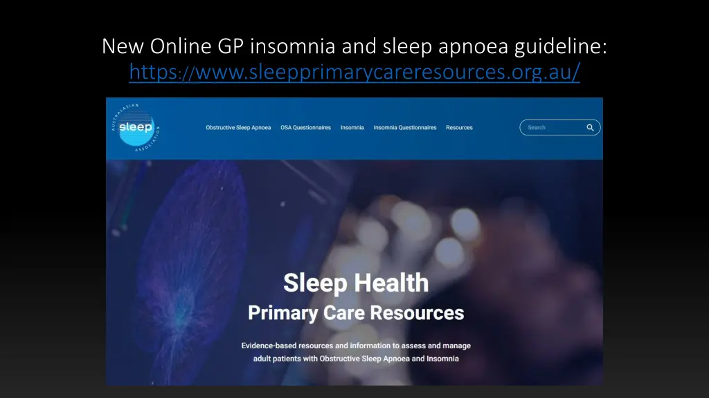 new online gp insomnia and sleep apnoea guideline