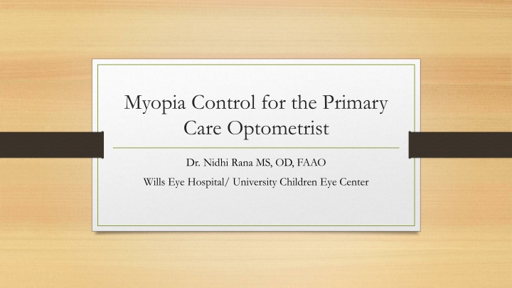 myopia control for the primary care optometrist