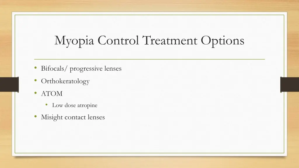 myopia control treatment options