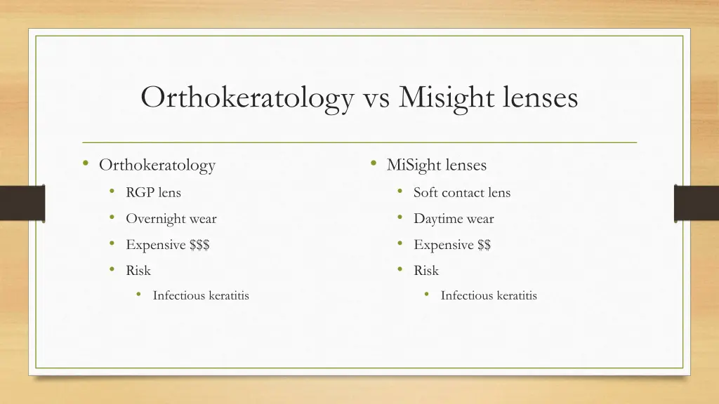 orthokeratology vs misight lenses