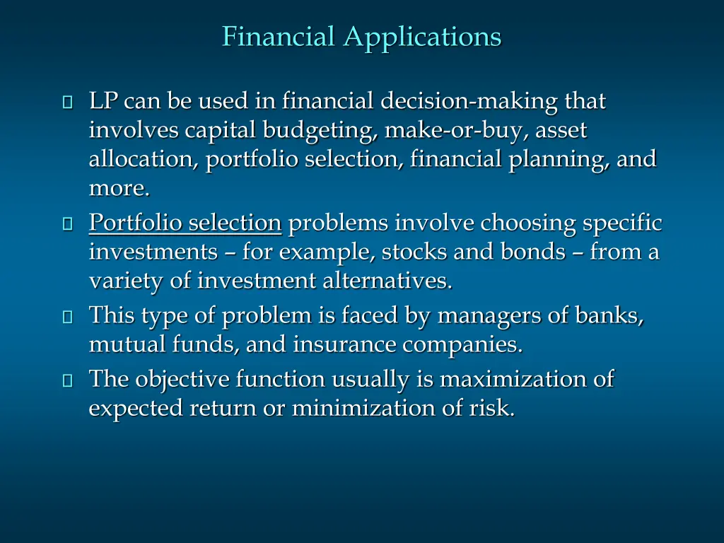 financial applications