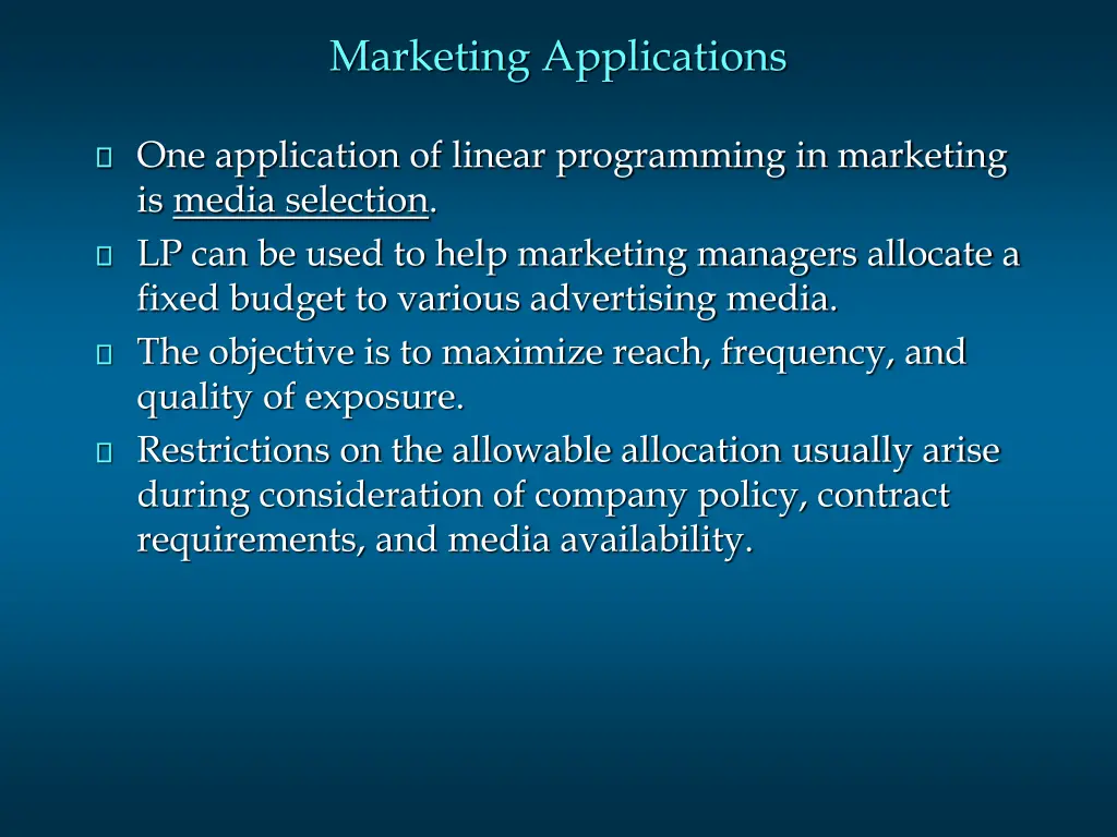 marketing applications