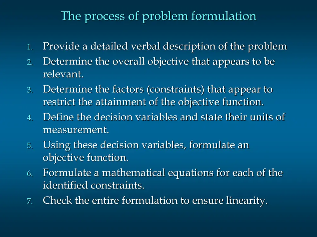 the process of problem formulation