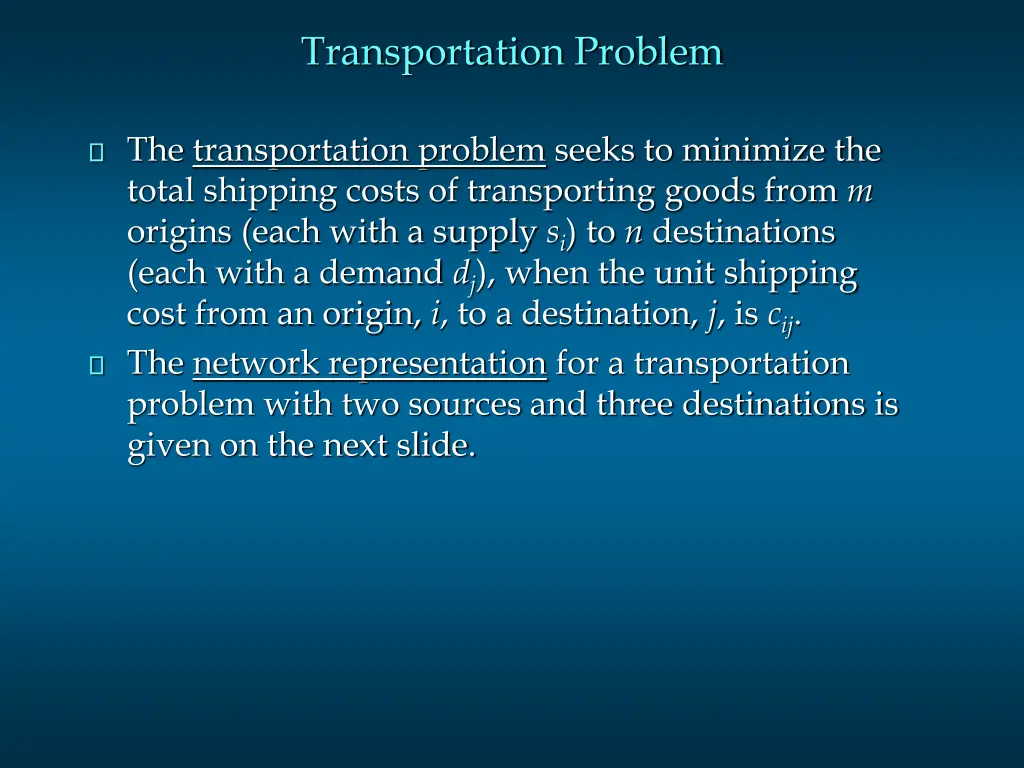 transportation problem