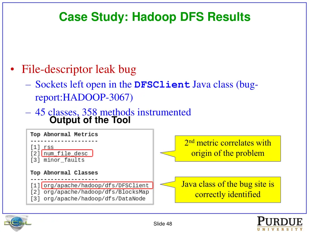 case study hadoop dfs results