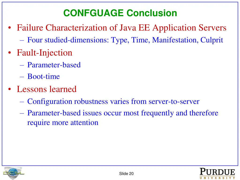 confguage conclusion failure characterization