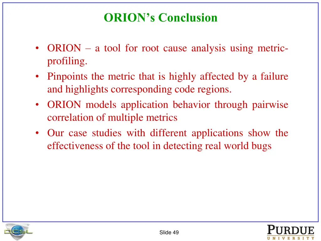 orion s conclusion