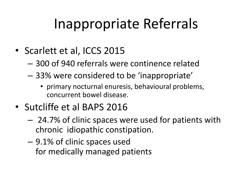 inappropriate referrals