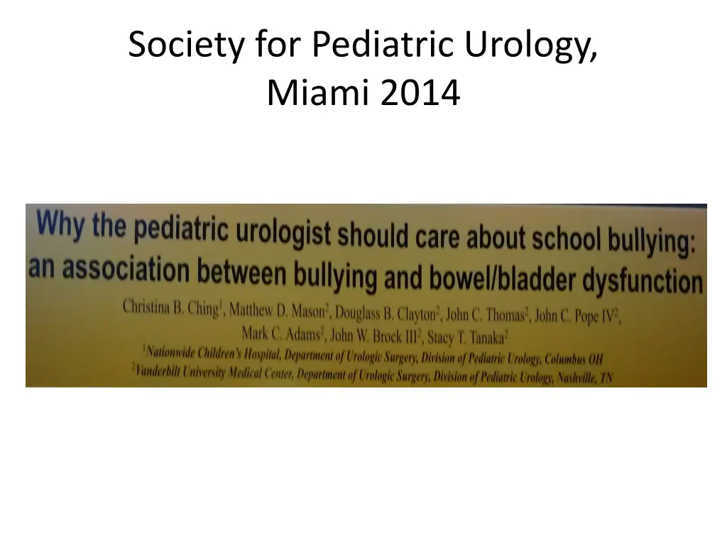 society for pediatric urology miami 2014