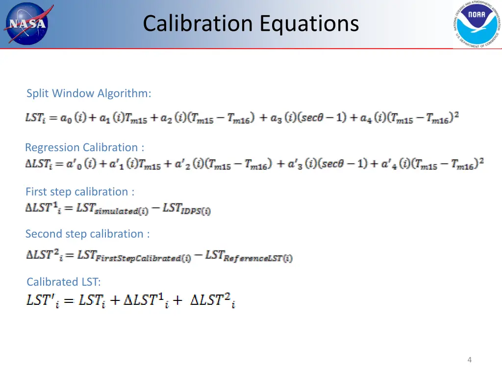 calibration equations