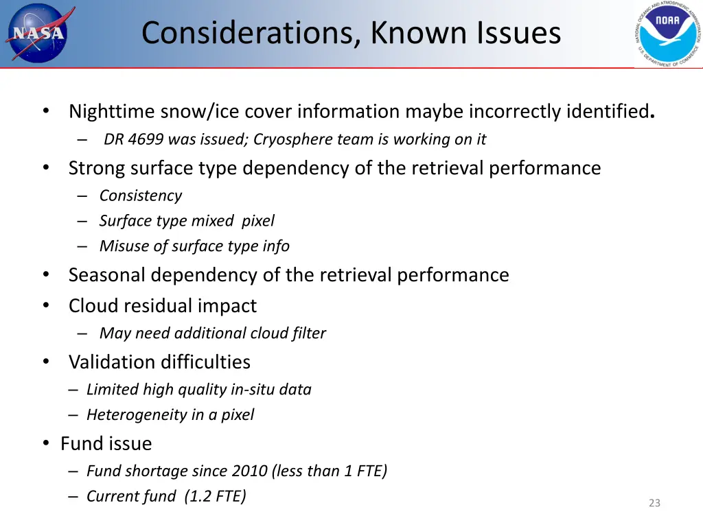 considerations known issues