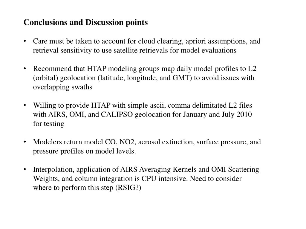 conclusions and discussion points