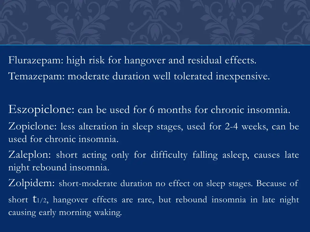 flurazepam high risk for hangover and residual