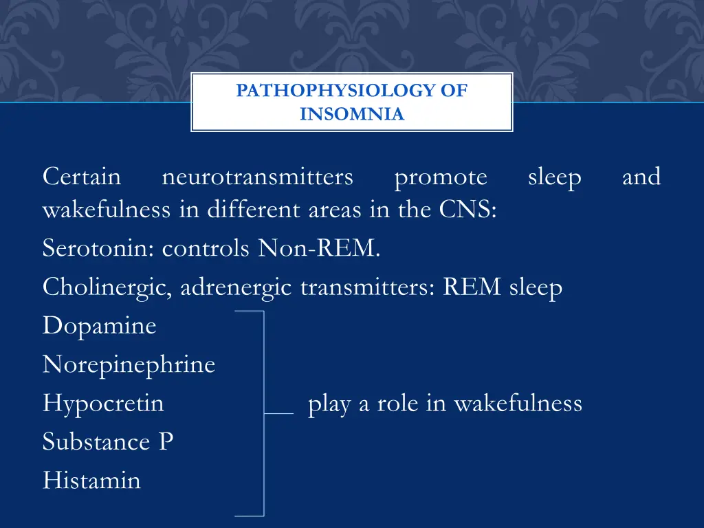 pathophysiology of insomnia