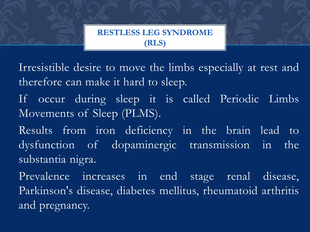 restless leg syndrome rls