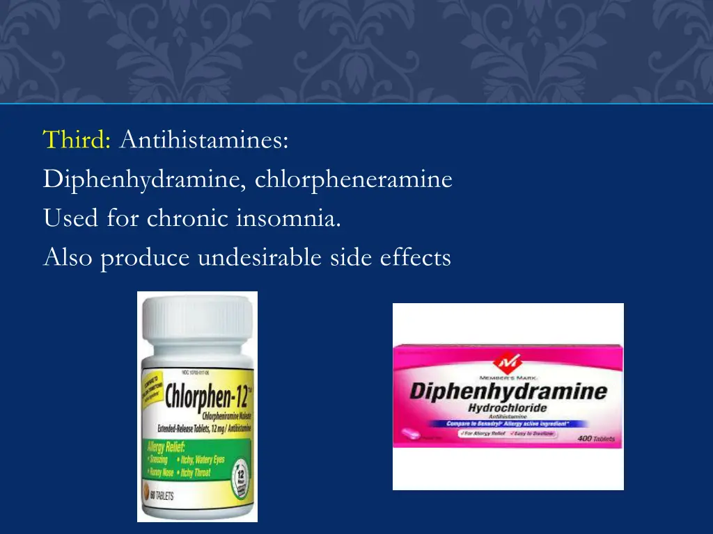 third antihistamines diphenhydramine