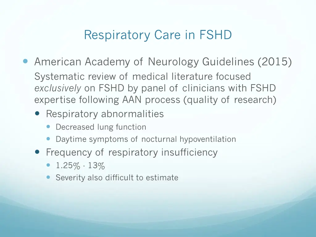 respiratory care in fshd 1