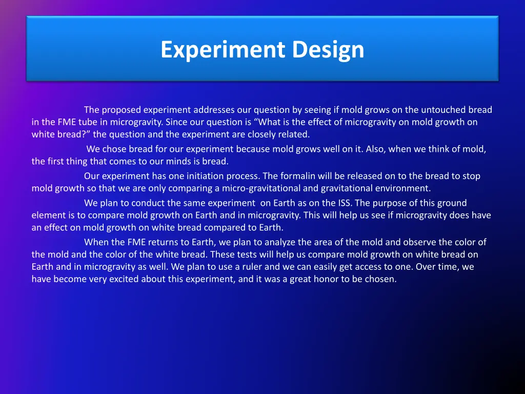 experiment design