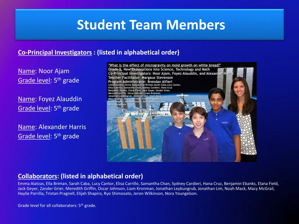 student team members