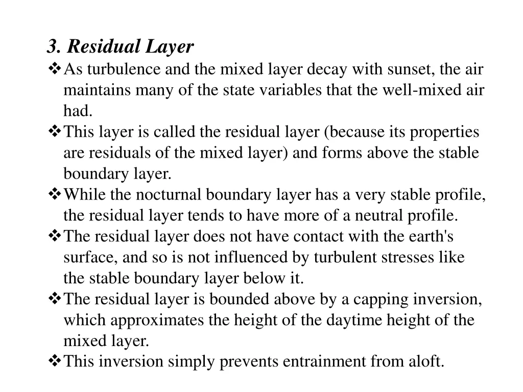 3 residual layer as turbulence and the mixed