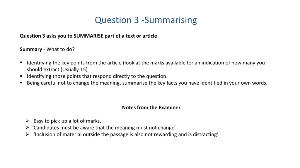 question 3 summarising