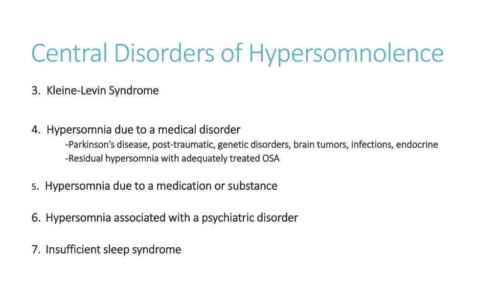 central disorders of hypersomnolence 1