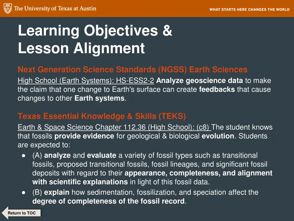 learning objectives lesson alignment