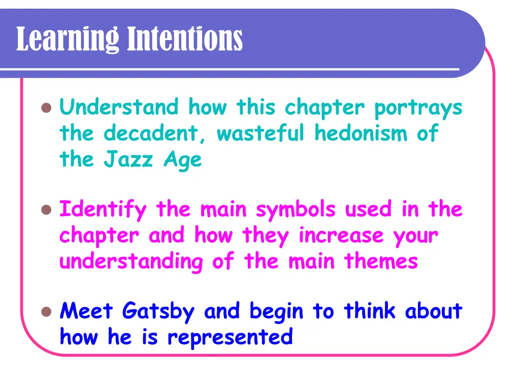 learning intentions