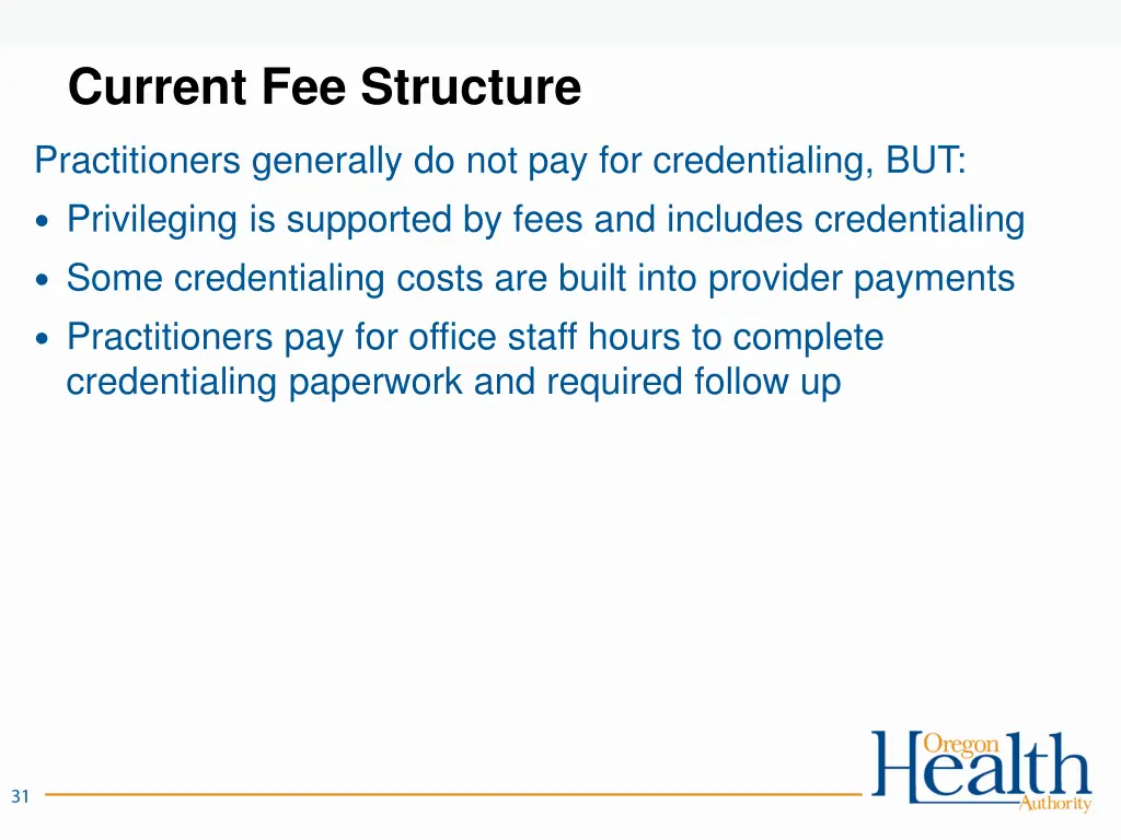 current fee structure