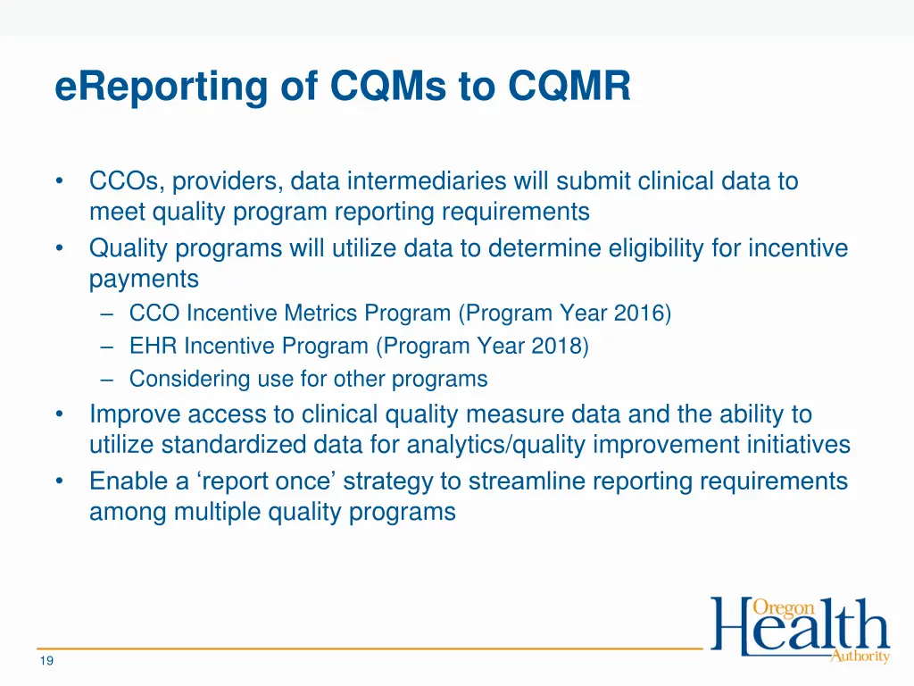 ereporting of cqms to cqmr