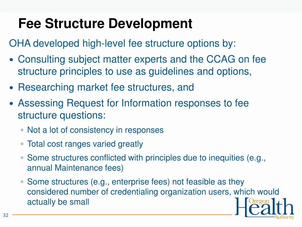 fee structure development