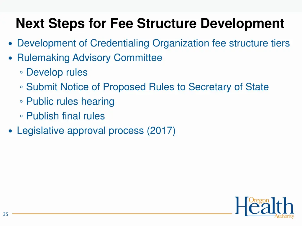 next steps for fee structure development