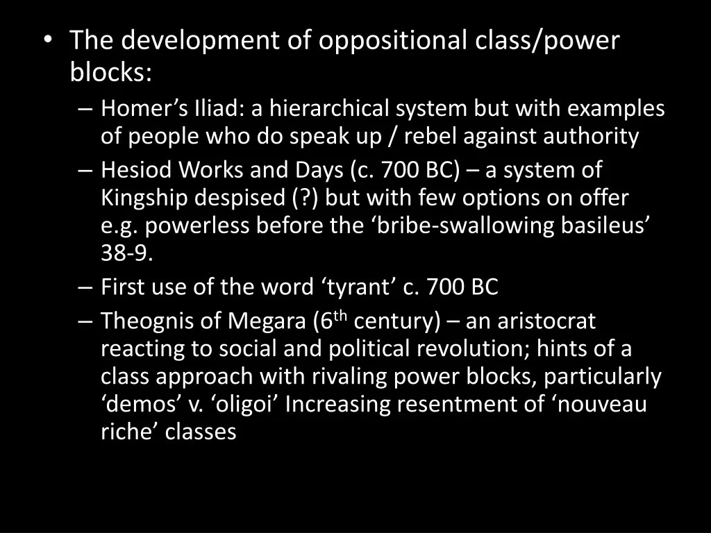 the development of oppositional class power