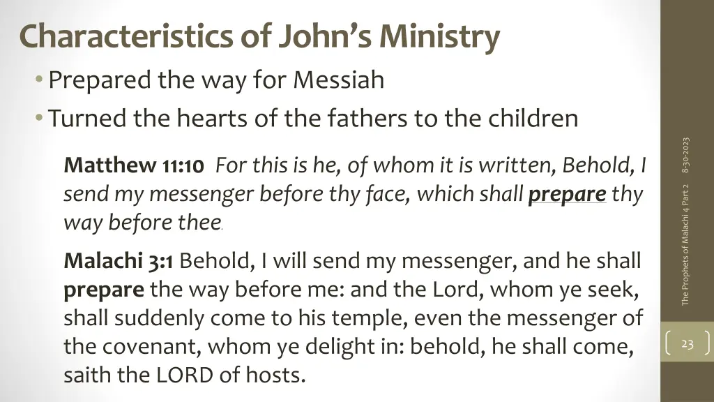 characteristics of john s ministry prepared