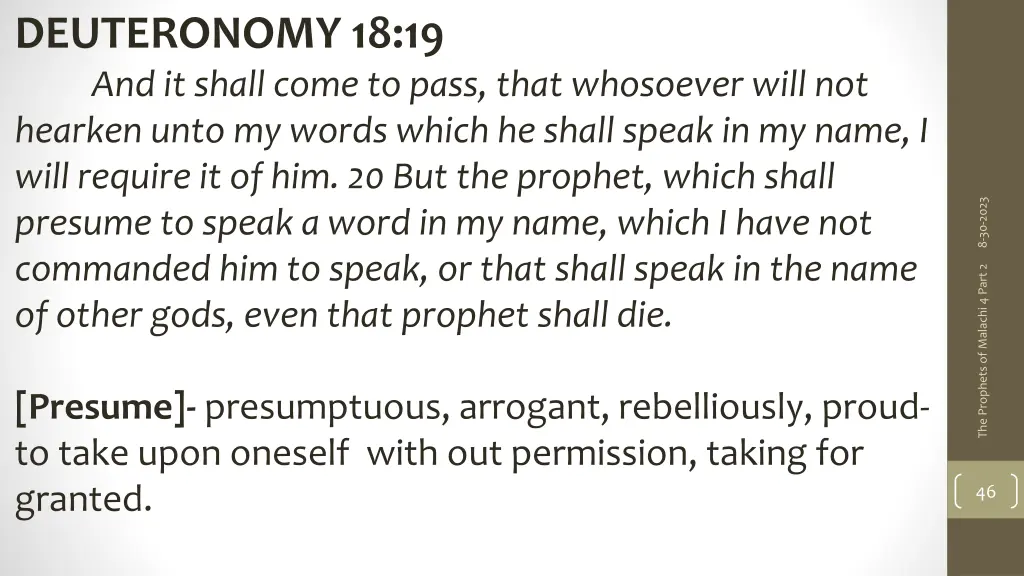 deuteronomy 18 19 and it shall come to pass that