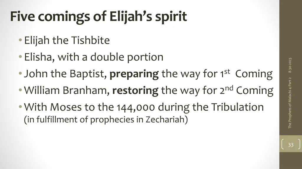 five comings of elijah s spirit