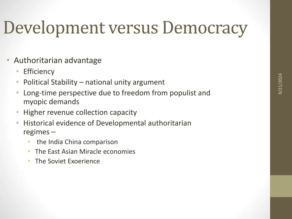 development versus democracy