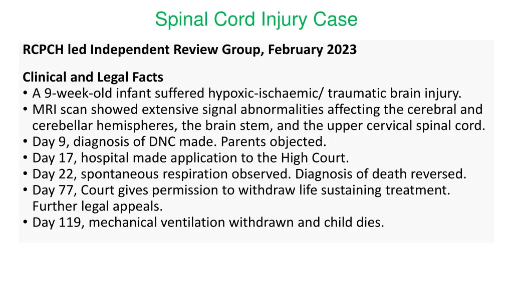 spinal cord injury case