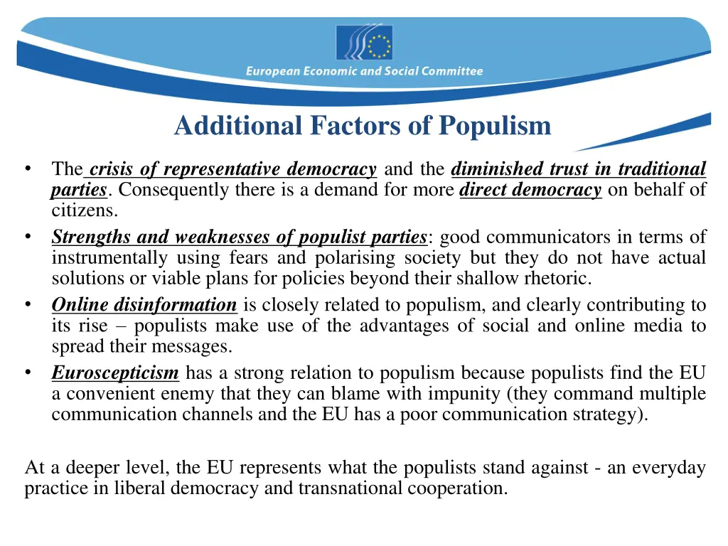 additional factors of populism