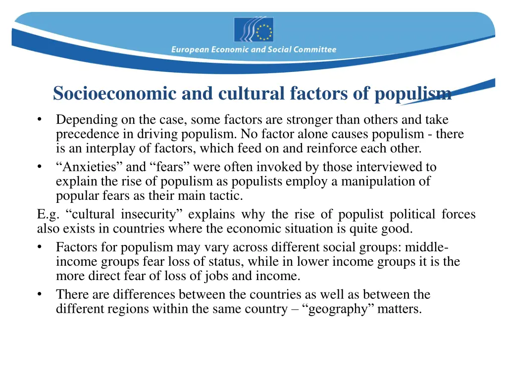 socioeconomic and cultural factors of populism