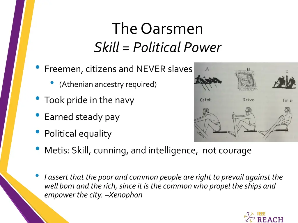 the oarsmen skill political power freemen