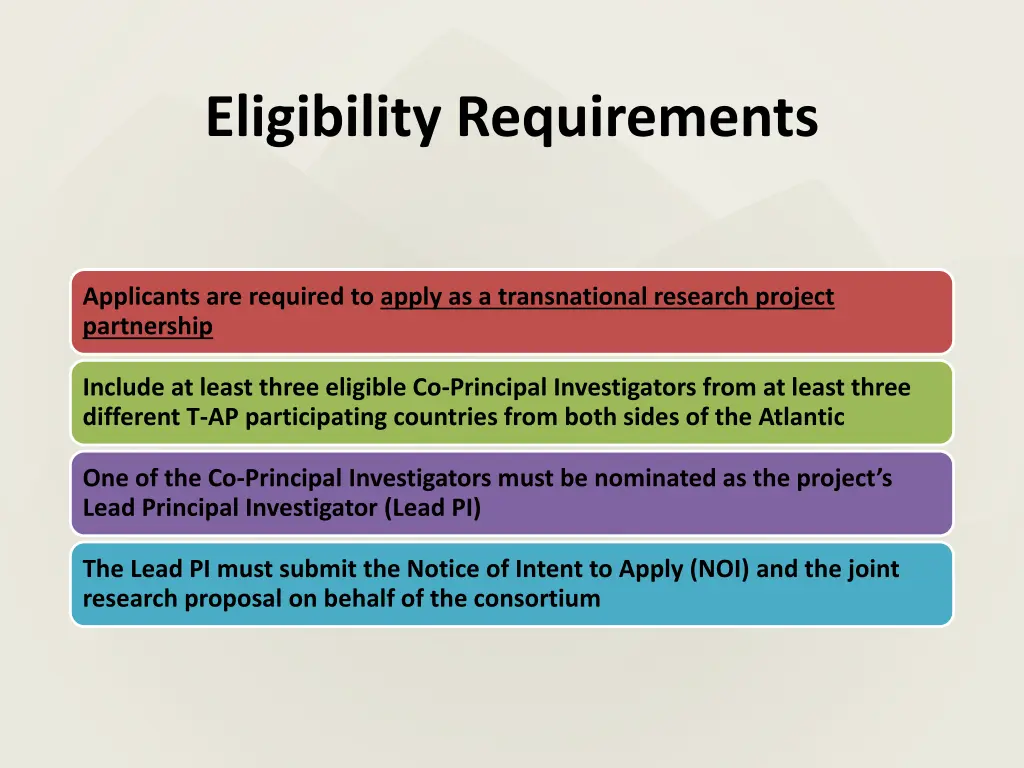 eligibility requirements