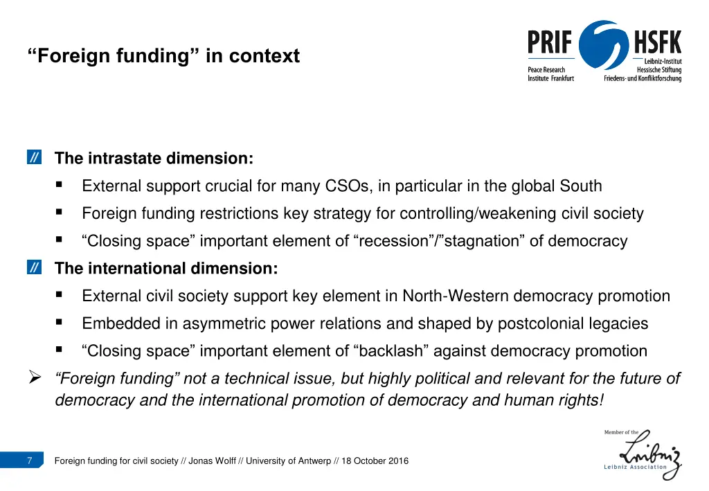 foreign funding in context