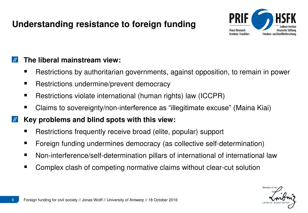 understanding resistance to foreign funding