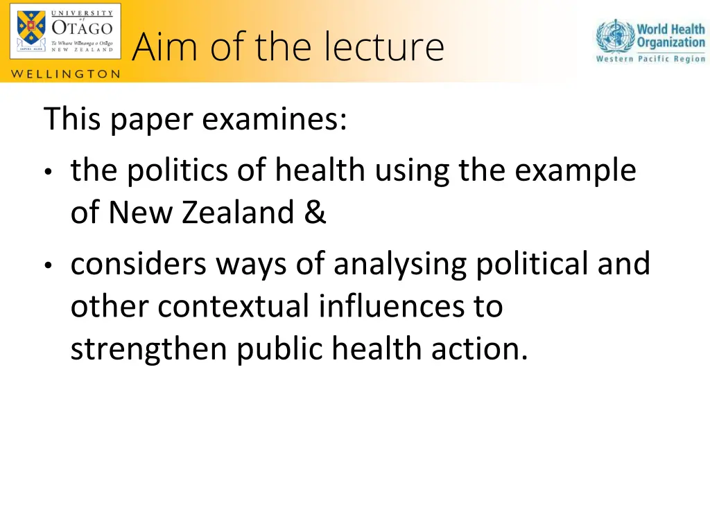 aim of the lecture