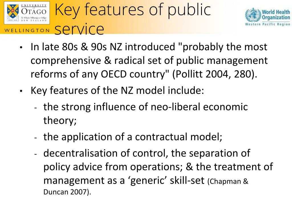 key features of public service in late